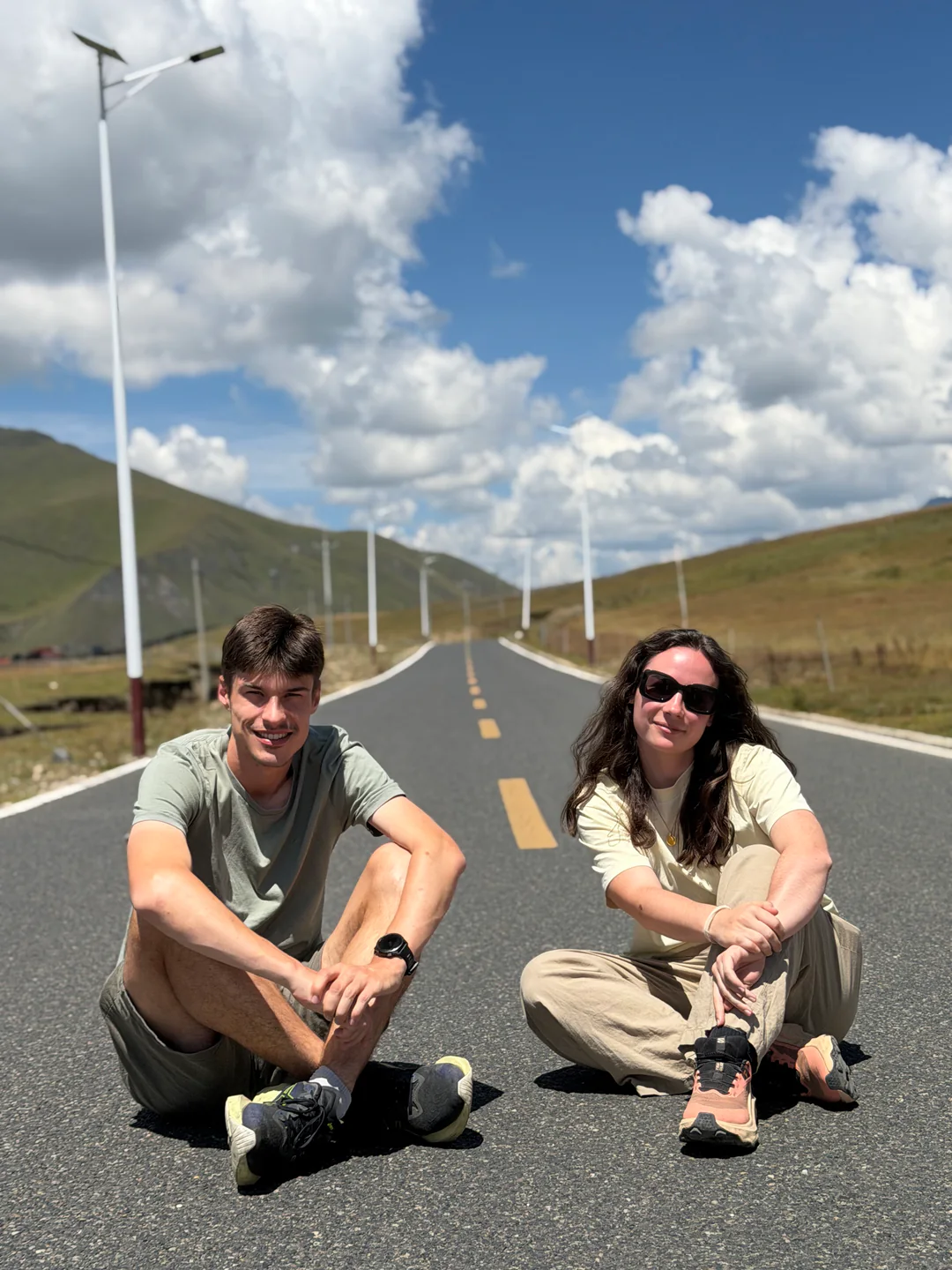 A vertical group portrait on the closed road