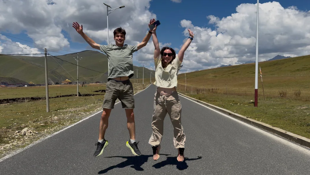 A mid-air moment on the closed road