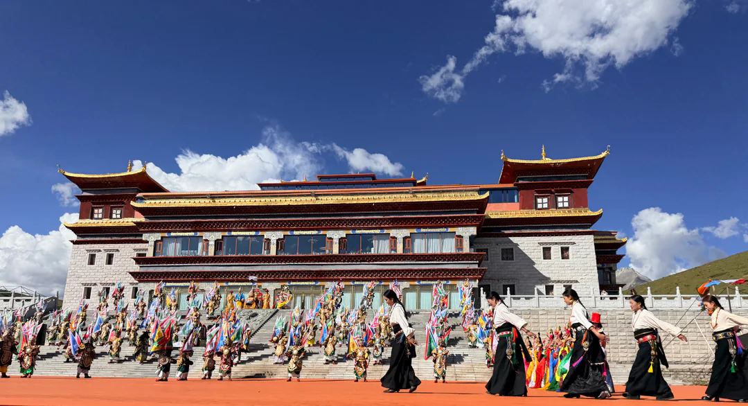 A wide view of the monastery celebration