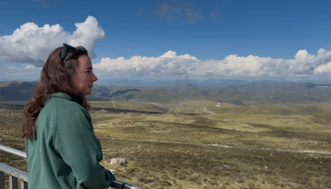 Eva looking across the highland mountains